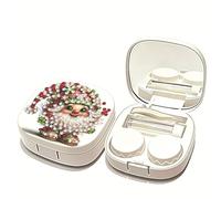 Diamond Art Étui pour lentilles de contact avec pince à épiler, outil de retrait pour usage quotidien et extérieur, 08-Noël, Moderne