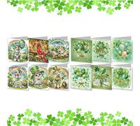 Diamond Art Kit de cartes de fête de la Saint-Patrick, cadeau de bénédiction pliable avec enveloppe blanche pour amis, famille, amoureux - 2 pièces - A