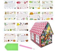 Diamond Art Painting Calendar, 5D DIY Diamond Painting Calendar Kit Partial Drill Shiny Rhinestones Decor Calendars Crystal Embellishments Desk Calendars Kit for Wedding Birthday Holiday