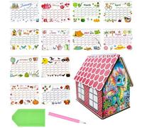 Diamond Art Painting Calendar, 5D DIY Diamond Painting Calendar Kit Partial Drill Shiny Rhinestones Decor Calendars Crystal Embellishments Desk Calendars Kit for Wedding Birthday Holiday