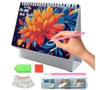 Diamond Art Painting Calendrier de table 2026, Calendrier Mensuel D-IY à Rabat, Diamond Art Calendar de Bureau de Noël avec Liste de Choses et Support, Décor Artisanale Relaxante pour Maison, Bureau