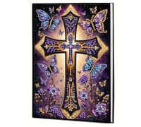 Diamond Art Painting Carnet de croquis A5 DIY 60 pages vierges Carnet de croquis créatif avec motif exquis Journal intime Cuir Carnet de croquis 05 croix