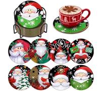 Diamond Art Painting Sous-verres Noël Nouveau Dessous de verre de Noël Set de sous-verres Bonhomme de neige Acrylique Adulte Bricolage (2)