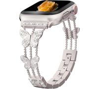 Diamond Butterfly Metal Band Compatible with Apple Watch Ultra3/2/1 SE3/2/1 Series11/10/9/8/7/6/5/4/3/2/1 Bracelet Luxe à Strass pour Femme pour 38/40/41/42/44/45/46/49mm - Lumière Étoilée