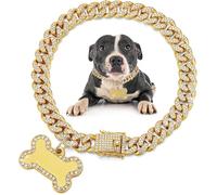 Diamond Dog Chain with Pet ID Tags, Clear Rhinestone Bone Shape Dog Chain for Walking Your Dog Accessories for Small Dogs (30.5