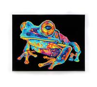 DIAMOND DOTZ 2594353 - Kit de peinture diamant 5D original - Motif grenouille d'arbre néon - Avec couleurs fluo et velours - Pour adultes et enfants à partir de 12 ans
