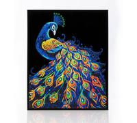 DIAMOND DOTZ 2594357 Kit de peinture diamant 5D original, motif paon fluo, avec couleurs fluo et velours, pour adultes et enfants à partir de 12 ans, intermédiaires