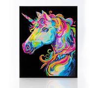 DIAMOND DOTZ 2594358 - Kit de peinture diamant 5D originale - Motif licorne fluo - Avec couleurs fluo et velours - Pour adultes et enfants à partir de 12 ans