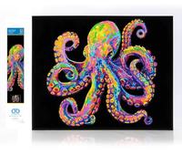 DIAMOND DOTZ 2594372 - Kit de peinture diamant 5D original - Motif pieuvre fluo - Avec couleurs fluo et velours - Pour adultes et enfants à partir de 12 ans
