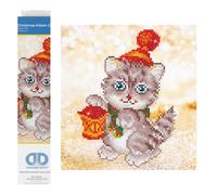Diamond Dotz Christmas Kit de Peinture au Diamant, Résine, Xmas Kitten Glow, 18 x 25 cm