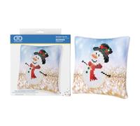 Diamond Dotz Cushion: Snowman Top Hat Kit de Peinture au Diamant, Blanc, 18 x 18 cm