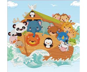 DIAMOND DOTZ DBX.044 - Kit de Peinture Diamant 5D Original DOTZ Box Arche de Noé 2 x 2 Kit créatif avec 4,539 Diamants mosaïques env. 28 x 28 cm Kit Complet pour Enfants à partir de 8 Ans Multicolore