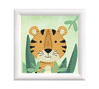 DIAMOND DOTZ DD1.052F Original 5D Diamond Painting Kit de démarrage avec cadre photo Tiger Set de 605 diamants mosaïque Kit de peinture pour enfants à partir de 6 ans Vert Jaune