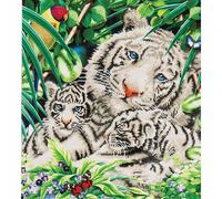 Kit de peinture au diamant, tigre blanc et petits
