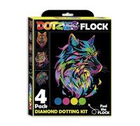 DIAMOND DOTZ DOTZIES 2594443 Kit de peinture diamant 5D original Motif chats prédateurs néon 4 images diamant multicolores avec flocage Kit de pointillage pour enfants à partir de 6 ans pour débutants