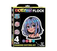 DIAMOND DOTZ DOTZIES 2594444 Kit de peinture diamant 5D original, motif anime néon, 4 images diamant colorées avec floc, kit de pointillage pour enfants à partir de 6 ans, débutants