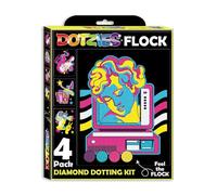 DIAMOND DOTZ DOTZIES 2594447 Kit de peinture diamant 5D original, néon rétro classique, 4 images diamant colorées avec flocage pour enfants à partir de 6 ans, débutants