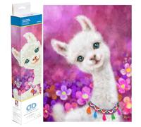Diamond Dotz Kit intermédiaire Lulu Llama Peinture au Diamant, Plastique Polyester, Blanc, 32 x 42 cm