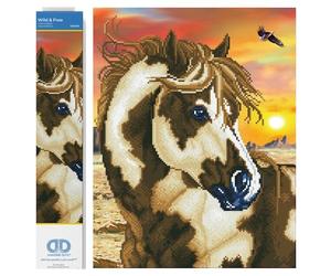 DIAMOND DOTZ Kits de peinture diamant Cheval Sauvage et Libre pour adultes - Kits d'art diamant, un kit de loisirs créatifs relaxant avec des gemmes Dotz 14"x18"