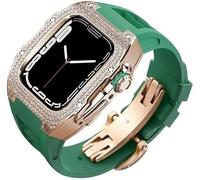 Diamond Face Watch Cover Titanium Alloy Case Rubber Band , pour la série 8/7/6/5/4 / SE, Men Women Remplacement Case et sangle , pour iWatch 45/44mm Kit de mod en acier inoxydable