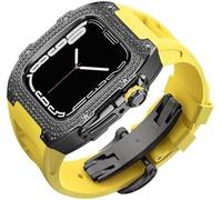 Diamond Face Watch Cover Titanium Alloy Case Rubber Band , pour la série 8/7/6/5/4 / SE, Men Women Remplacement Case et sangle , pour iWatch 45/44mm Kit de mod en acier inoxydable