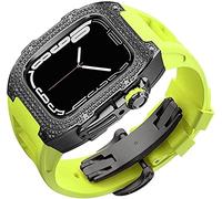 Diamond Face Watch Cover Titanium Alloy Case Rubber Band , pour la série 8/7/6/5/4 / SE, Men Women Remplacement Case et sangle , pour iWatch 45/44mm Kit de mod en acier inoxydable