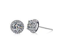 Diamond Gemstone Stud Earring 100% Real Sterling Jewelry Engagement Wedding Earrings For Women Bridal