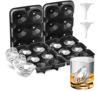 Diamond Ice Cube Molds (Set of 2) Whiskey Ice Cube Tray ，Ice Cube Maker Tray|Diamond Silicone Ice Cube Molds with Lids|Reusable and BPA Free