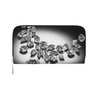 Diamond Jewelry Jewels Portefeuille en cuir de luxe pour femme et fille, fermeture éclair sur le pourtour avec porte-cartes de crédit, sac à main de voyage imperméable