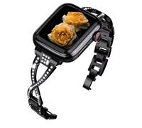 Diamond Metal Band Compatible with Apple Watch Ultra3/2/1 SE3/2/1 Series11/10/9/8/7/6/5/4/3/2/1 Bracelet Bling Habillé Fantaisie pour Femme pour 38/40/41/42/44/45/46/49mm - Noir