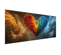 Diamond Painting 100x40 cm, Diamond Painting Amour, Canevas Kit Complet Adulte, 5D Peinture Diamant Plume Broderie Diamant Point de Croix Carré Crystal Art Kits pour Decoration Murale Cadeau Z0-423