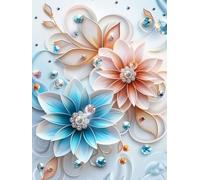 Diamond Painting 3D DIY Peinture Diamant Adulte,5D Diamond Art Kit Enfants Complet Strass Cristal Point Croix Broderie Peinture canevas pour Cadeau Femme, Murale Décoration 60x90cm Chrysanthème Z1-380