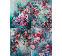 Diamond Painting, 4 Pack Peinture Diamant Fleur, 5D Broderie Diamant Kit Complet, Couleur Diamond Painting Adulte Enfants, DIY Diamant Painting Cristal Art Set, Décoration Murale d'intérieur 15x20cm