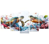 Diamond Painting 5 Pièces animal tortue Peinture Diamant Adulte, Broderie Diamond Painting Adulte Grand Format Puzzle Art, Point de Croix Art Craft Kit pour Chambre Decoration Noel 60x100cm Y-225