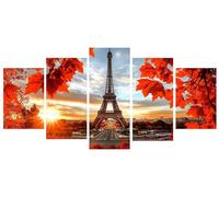 Diamond Painting 5 Pièces Paris Tour Eiffel Peinture Diamant Adulte, Broderie Diamond Painting Adulte Grand Format Puzzle Art, Point de Croix Art Craft Kit pour Chambre Decoration Noel 60x100cm Y-369