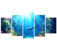 Diamond Painting 5 Pièces vie marine requin Peinture Diamant Adulte, Broderie Diamond Painting Adulte Grand Format Puzzle Art, Point de Croix Art Craft Kit pour Chambre Decoration Noel 150x250cm Y-387
