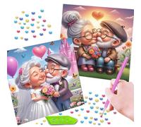 Diamond Painting, 5D Diamant Painting 2 Pièces, Peinture Diamant Adulte Débutants DIY, Kit Diamond Painting pour Maison Murale Décoration, Cadeau pour Parents, Grands-Parents, Amoureux, 30x30cm
