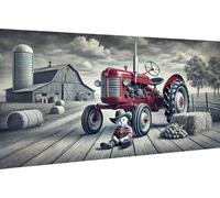 Diamond Painting 5D DIY Strass Broderie pour adultes enfants kit de peinture diamant pour Le Décor de Mur Arts Craft Complet Diamant Amusement enfantin avec un tracteur agricole,Forage Carré,70X40cm