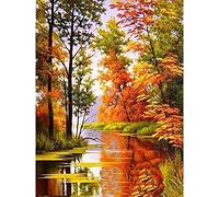 Diamond Painting,5d Peinture Diamant Paysage d'automne,Broderie Diamant Kit Complet,Tableau en Perles Diamant, Adultes Strass Canevas Point de Croix Arts Craft, pour la deco de Salon Chambre-50x60cm
