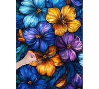 Diamond Painting Abstrait, 5D Fleurs Diamond Painting Kit Complet, DIY Kit Broderie Diamant pour Adulte Débutants, Peinture Diamant Strass Point de Croix pour Décoration Murale, Cadeau, 60x80cm, -5034