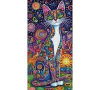 Diamond Painting Abstrait Peinture Diamant Chat Diamond Painting Adulte 5D Cristal Débutant Art Kit, DIY Activité Manuelle Adulte Kits pour Decoration Maison Murale, Cadeau Femme 40x90cm, Model505