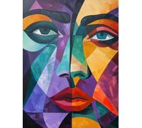 Diamond Painting Abstrait, Visage Diamond Painting Adulte, Peinture Diamant 5D Broderie Diamant Kit Complet, DIY Point de Croix Diamond Painting Adulte Difficile, Salon Murale Décoration 40x50cm Pd53