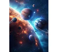 Diamond Painting Adulte 20x30cm, 5D Diamond Painting Ciel étoilé Peinture Diamant Enfant Planète Broderie Diamant Kit Complet, DIY Mosaique Loisirs Créatifs Adultes, Decoration Chambre, Cadeaux 6X-42