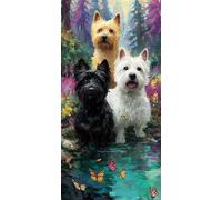 Diamond Painting Adulte 50x100cm Diamond Painting Chien DIY Strass Kit Broderie Point de Croix Animal Peinture Diamant Canevas Kit complet Adulte pour Cadeau Femme Tableau Decoration Murale DZSH6085