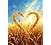 Diamond Painting Adulte, 5D Amour des champs de blé Peinture Diamant Painting Kit Complet, DIY Broderie Point de Croix Strass Diamond Art Painting Enfant pour Maison Décoration Cadeaux 30x40cm P-6004