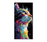 Diamond Painting Adulte, 5D Animal Chat Peinture Diamant Complet Set, Activité Manuelle Adulte de Broderie au Point de Croix pour Adultes, Artisanat Gemme, Painting Décoration Maison 35x70cm J26-2729