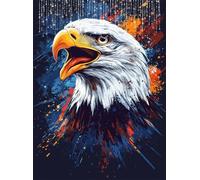Diamond Painting Adulte, 5D Aquarelle Peinture Diamant Painting Kit Broderie Diamant Kit Complet Aigle Point de Croix Strass Activité Manuelle Adulte pour Maison Décoration Murale 50x70 cm Q4-95