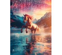 Diamond Painting Adulte, 5D Cheval Peinture Diamant Painting Kit Broderie Diamant Kit Complet Paysage Point de Croix Strass Activité Manuelle Adulte pour Maison Décoration Murale 15x20 cm Q4-535