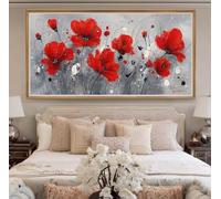 Diamond Painting Adulte 5D Coquelicot Peinture Diamant Grand Format 50x120cm, DIY Fleur Rétro Diamond Painting Kit Complet, Broderie Diamant Kits Artisanat, Décoration Murale pour la Maison (RD24)