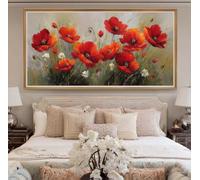 Diamond Painting Adulte 5D Coquelicot Peinture Diamant Grand Format 60x120cm, DIY Fleurs Diamond Painting Kit Complet, Broderie Diamant Kits Artisanat, Décoration Murale pour la Maison (RD120)